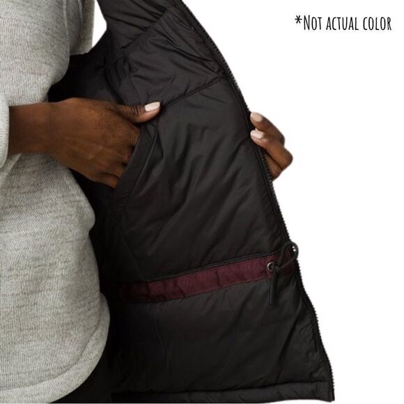 New! Prana Ice Thistle Reversible Duck Down Feather Puffer Hooded Winter Vest - Picture 2 of 14